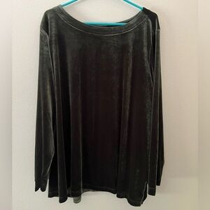 Kim Gravel Belle Long Sleeve Green Velour Top 4X